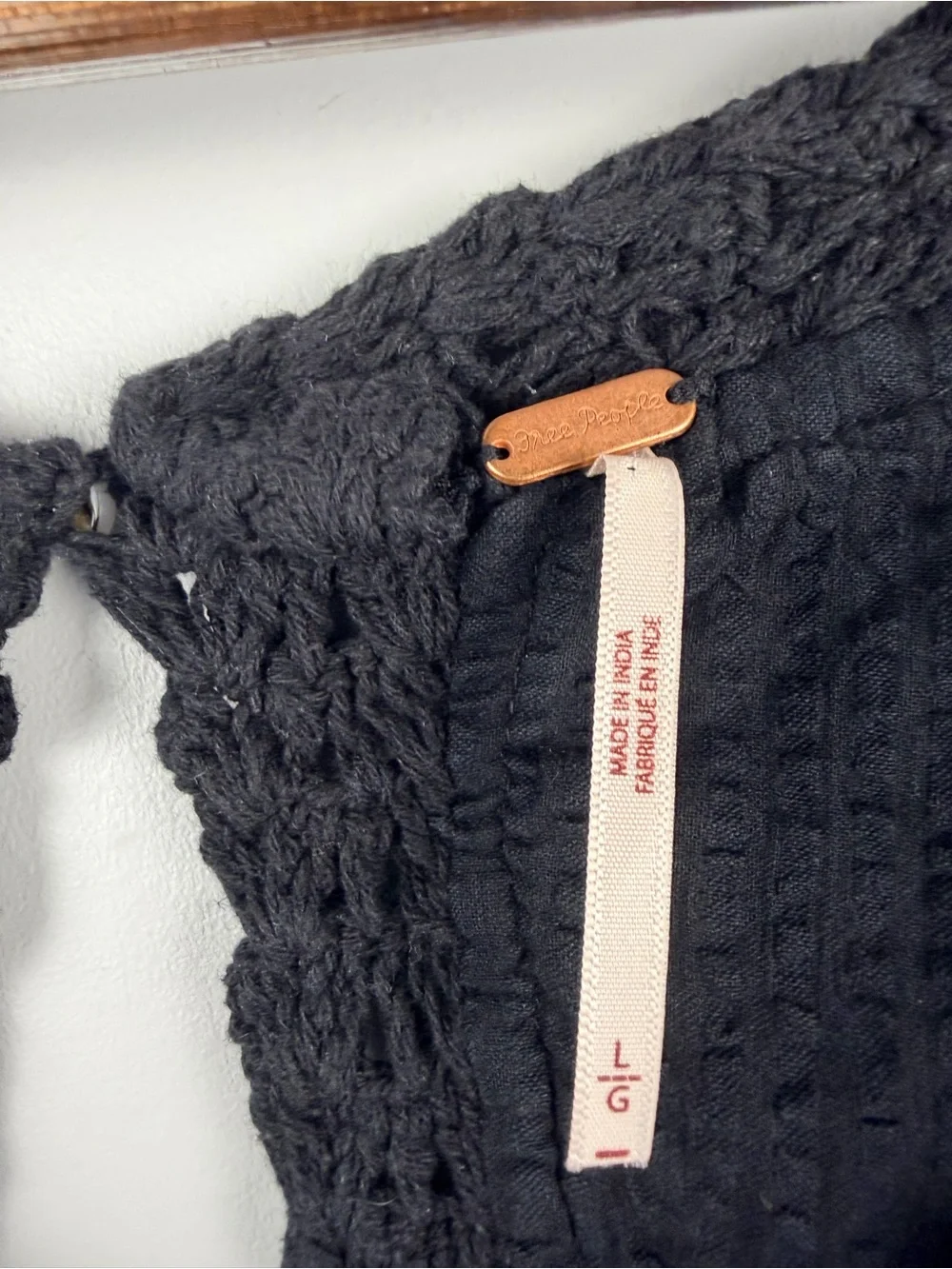 Free people Megan Crochet Top in black size large